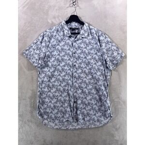 John‎ Varvatos USA Button Down Shirt Mens Large Blue Floral Short Sleeve Casual